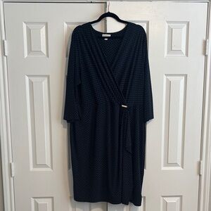 Charter Club Black Polka Dot Long Sleeve Dress